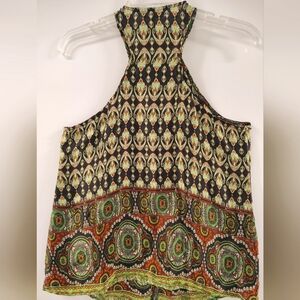 SUNDANCE NWOT SILK SCARF TAPESTRY PRINT RACER BACK FLOWY TOP WOMEN'S SIZE M.